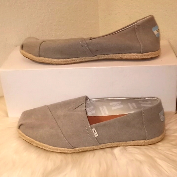 Toms Gray  Canvas Slip on Shoes - Picture 8 of 15